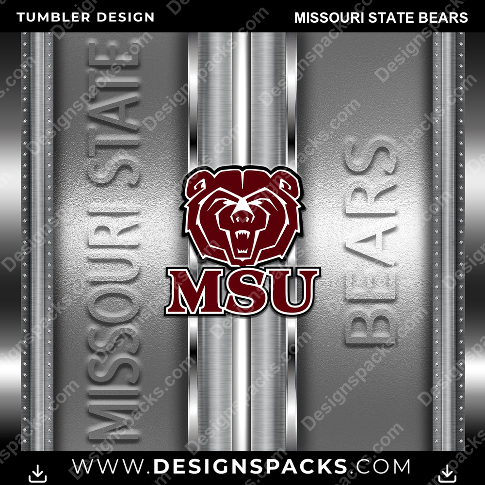 College Sport Metallic Missouri State Bears NCAA College Sport Tumbler Digital Wrap Design Download