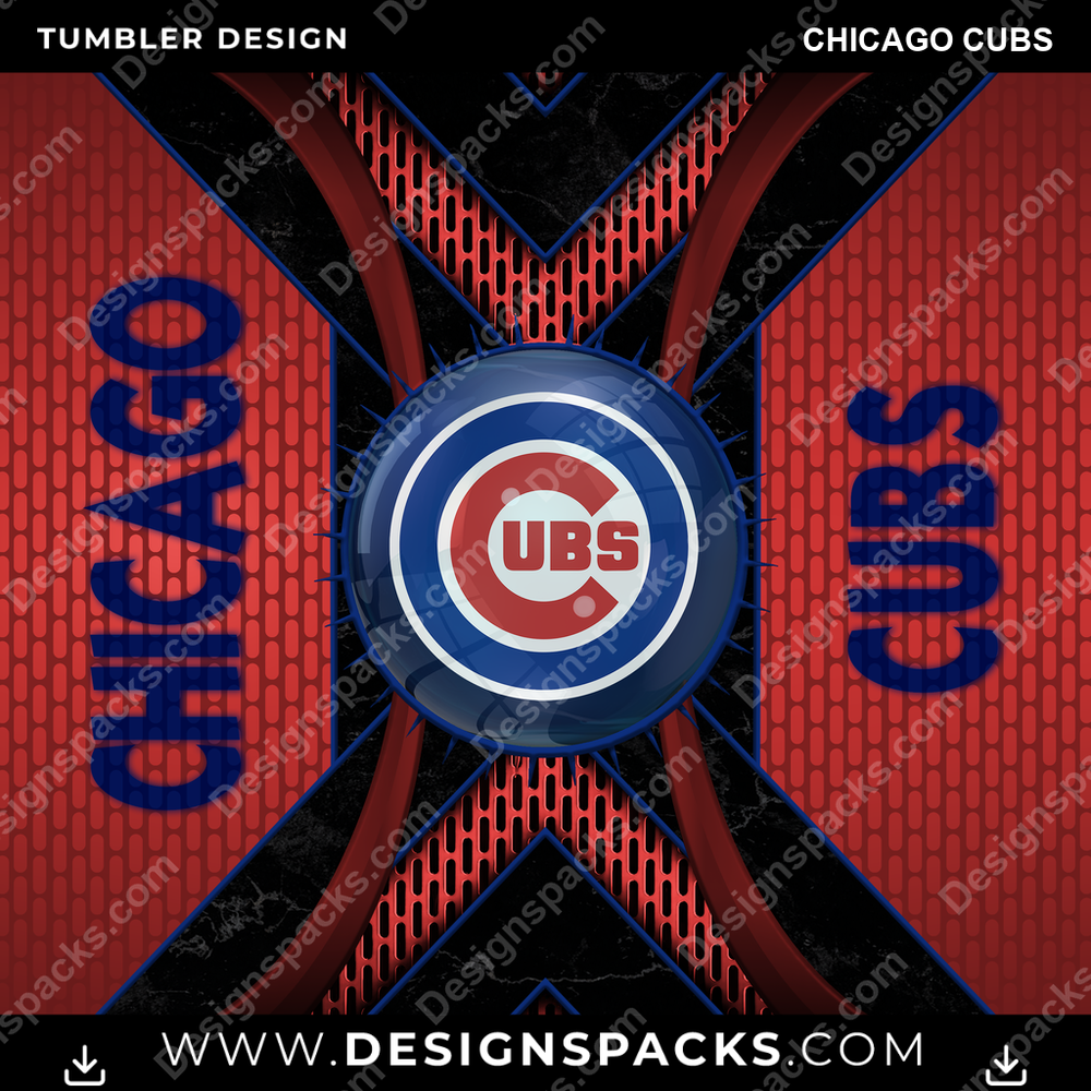 Baseball Metal Grating Chicago Cubs Tumbler Digital Wrap Design