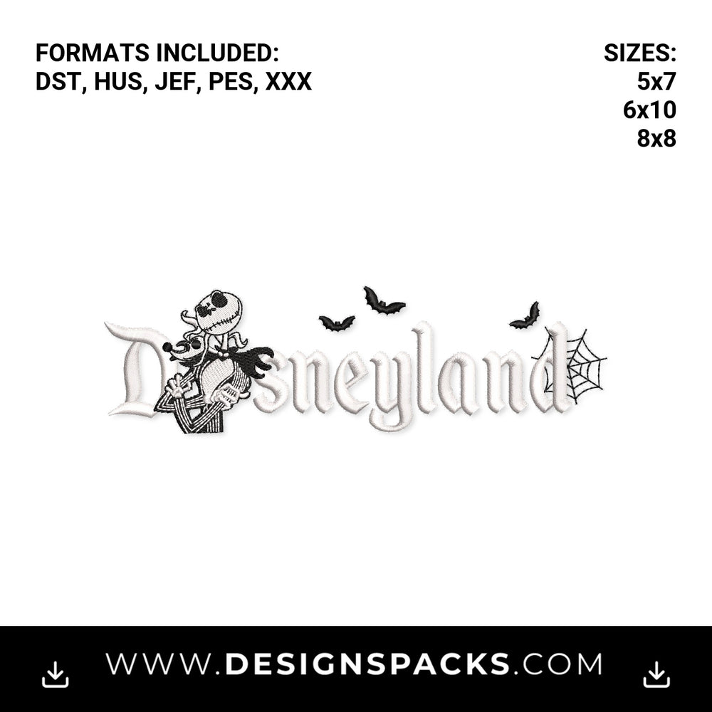 Jack Skellington Halloween Disneyland Embroidery Design - Instant digital download pattern at Designspacks.com