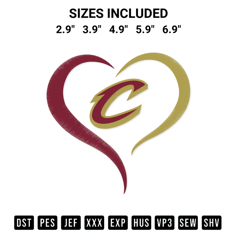 Elevate your next project with our Heart Cleveland Cavaliers Nba Embroidery Design embroidery file. Shop high-quality digital patterns instantly at Designspacks.com. Available sizes: 2.9", 3.9", 4.9", 5.9", 6.9".