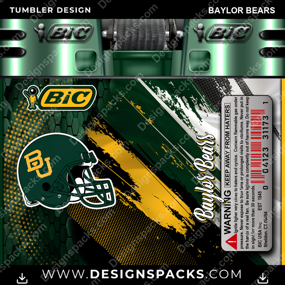 College Sport BIC Lighter Baylor Bears Tumbler Digital Wrap Design