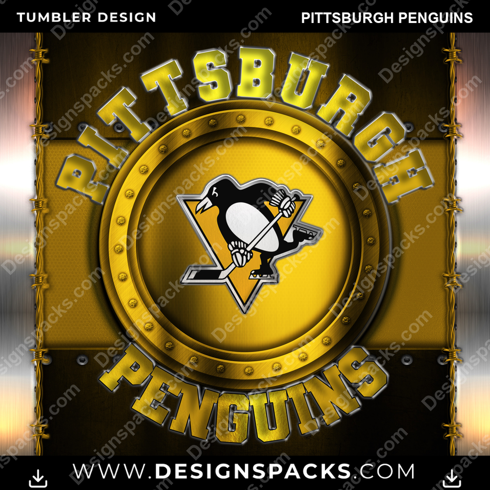 Ice Hockey Metal Pittsburgh Penguins NHL Hockey Tumbler Digital Wrap Design Download