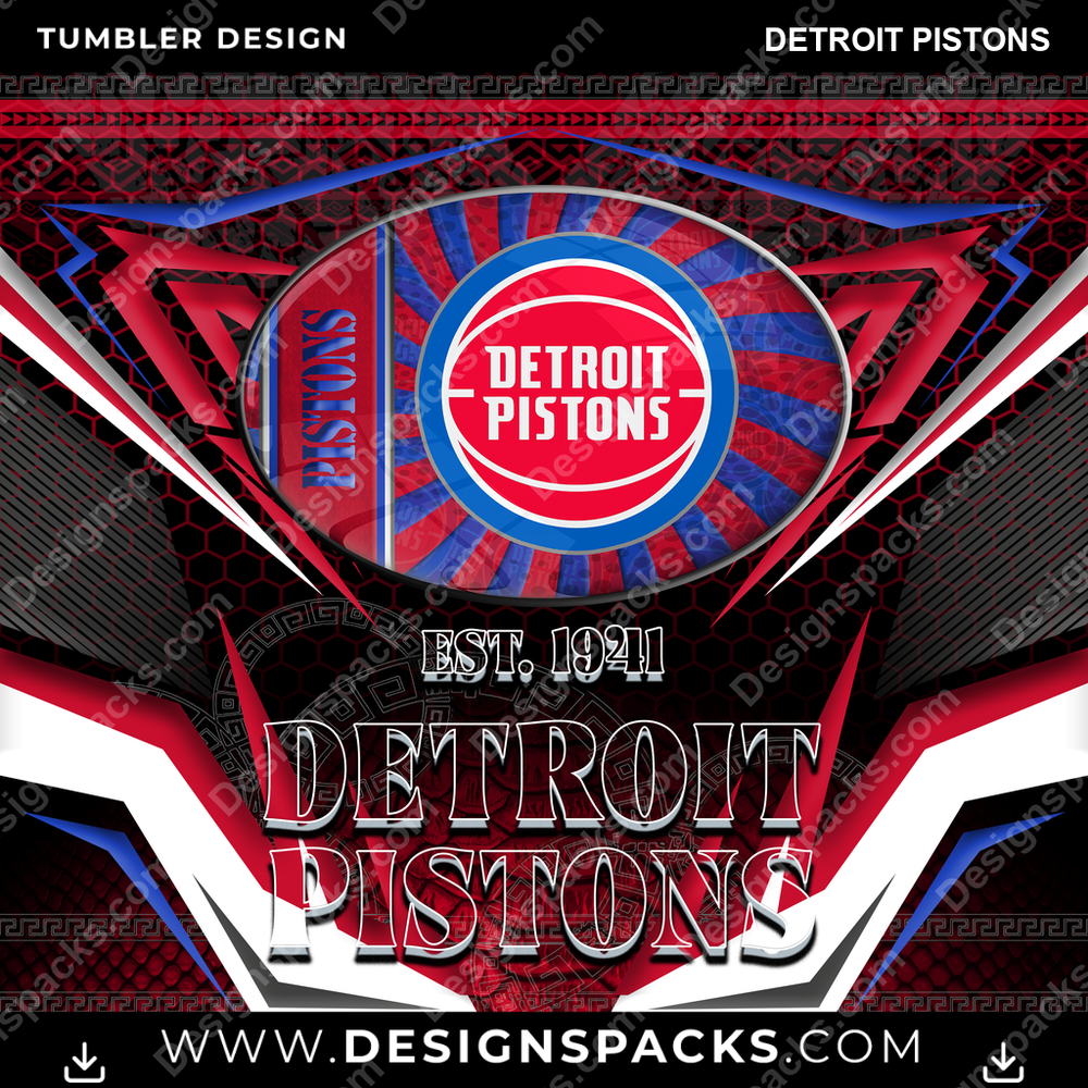 Basketball Tribal Detroit Pistons NBA Basketball Tumbler Digital Wrap Design Download