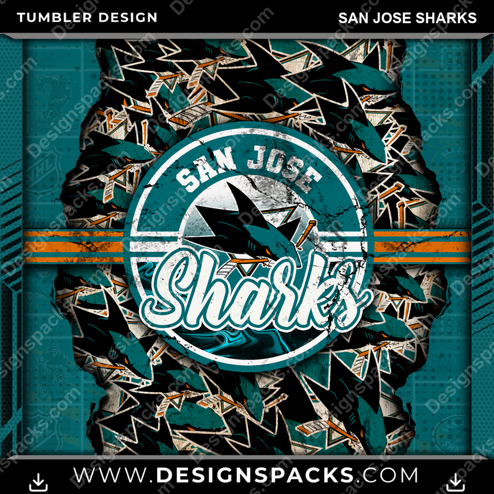 Hockey Ripped San Jose Sharks NHL Hockey Tumbler Digital Wrap Design Download