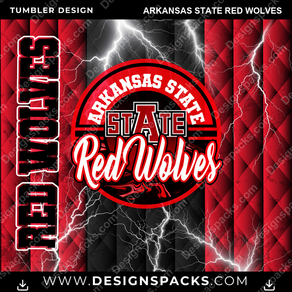 College Sport Diamond Arkansas State Red Wolves Tumbler Digital Wrap Design