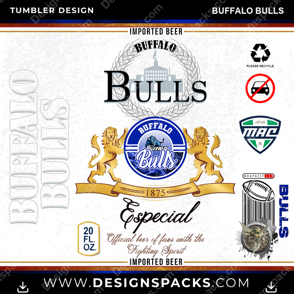 College Sport Modelo Buffalo Bulls NCAA College Sport Tumbler Digital Wrap Design Download