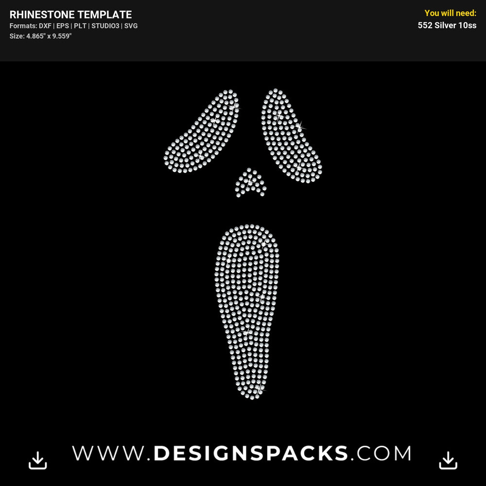 Halloween Scary Ghost Rhinestone Digital Template