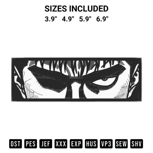 Create amazing crafts with the Berserk Eyes Anime Embroidery Design embroidery file. High-quality digital download from Designspacks.com, perfect for beginners and pros. Available sizes: 3.9