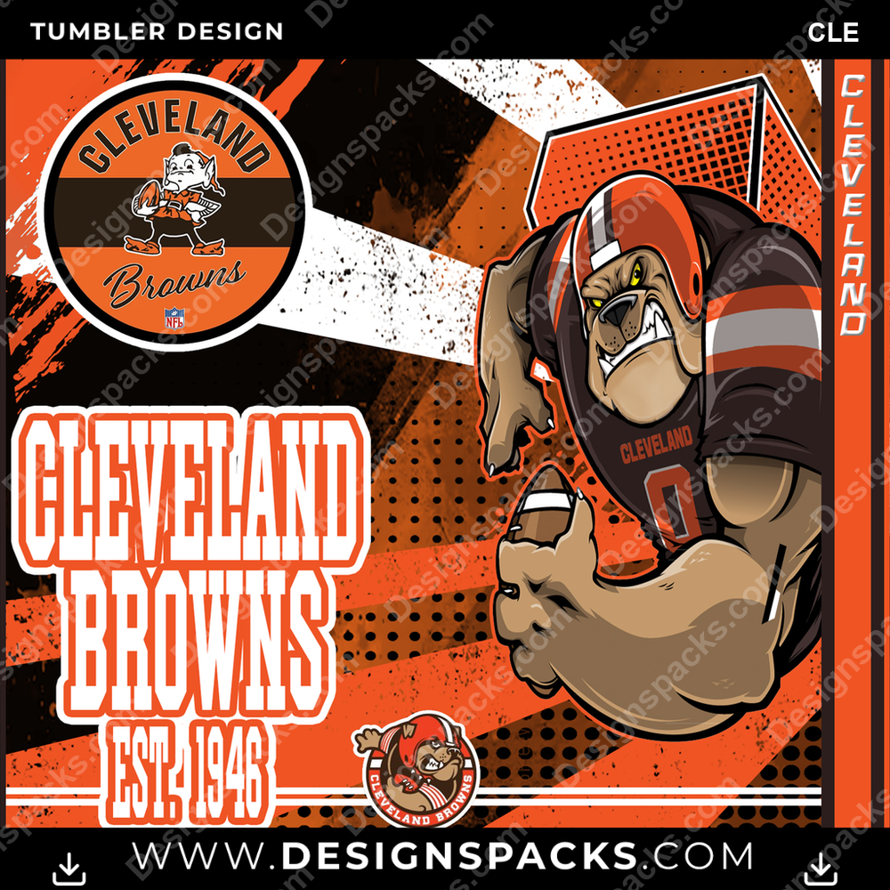 Football Mascot CLE Tumbler Digital Wrap Design