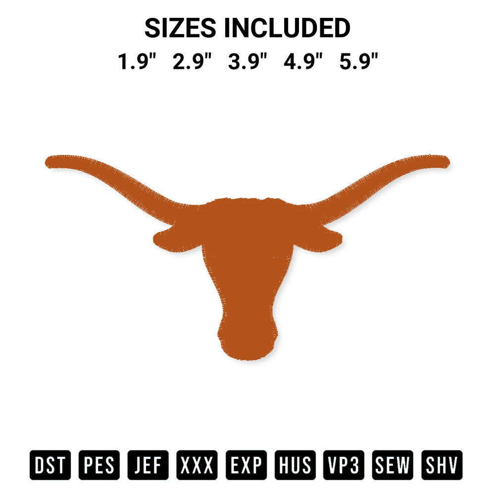 Stitch like a pro with the Texas Longhorns Logo Embroidery Design embroidery pattern from Designspacks.com. High-quality digital machine embroidery file. Available sizes: 1.9", 2.9", 3.9", 4.9", 5.9".