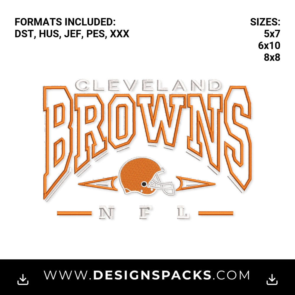 Cleveland Browns NFL Football Logo Embroidery Design - Instant digital download pattern at Designspacks.com