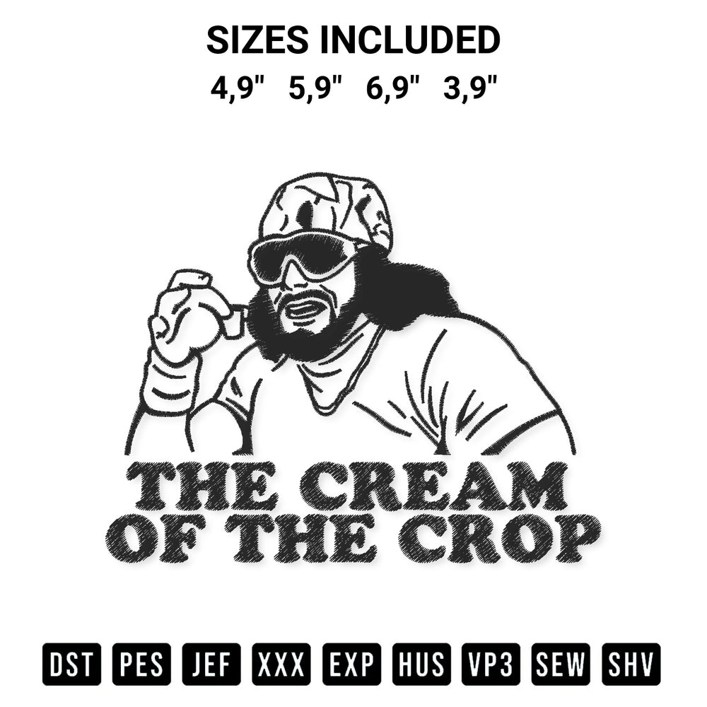 Discover the perfect addition to your crafting collection: Macho Man The Cream Of The Crop Funny Randy Savage Macho Man Embroidery Design embroidery file. Instantly available at Designspacks.com. Available sizes: 4,9", 5,9", 6,9", 3,9".