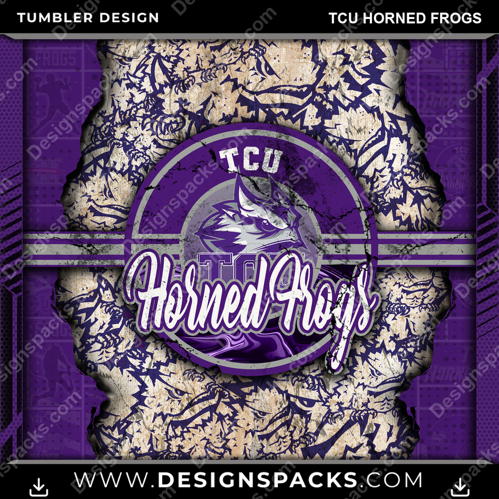 College Sport Ripped TCU Horned Frogs NCAA College Sport Tumbler Digital Wrap Design Download
