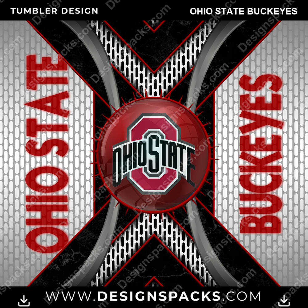 College Sport Metal Grating Ohio State Buckeyes NCAA College Sport Tumbler Digital Wrap Design Download