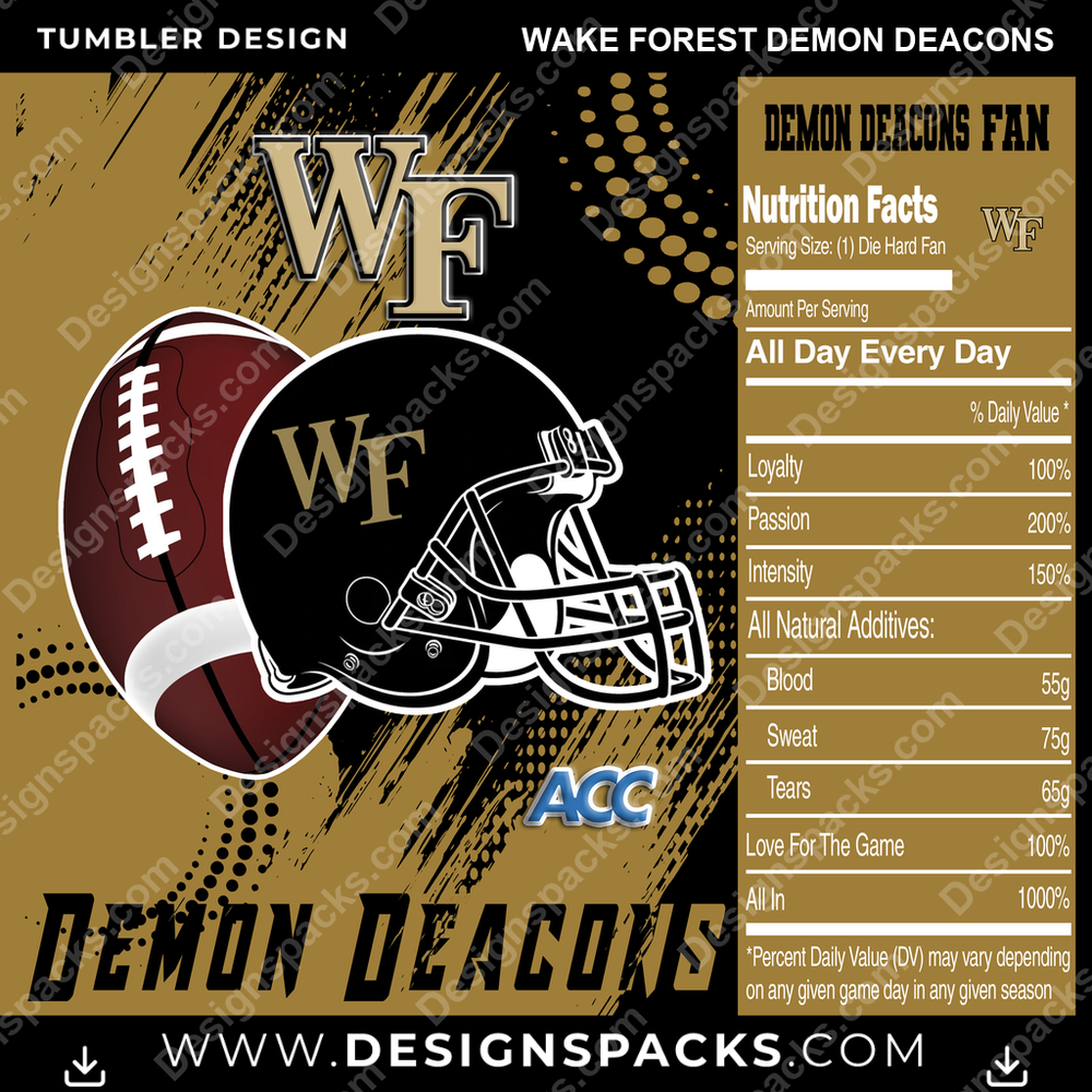 College Sport Team Fan CFB Wake Forest Demon Deacons NCAA College Sport Tumbler Digital Wrap Design Download