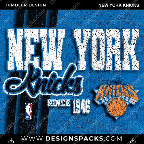 Basketball Grunge New York Knicks NBA Basketball Tumbler Digital Wrap Design Download