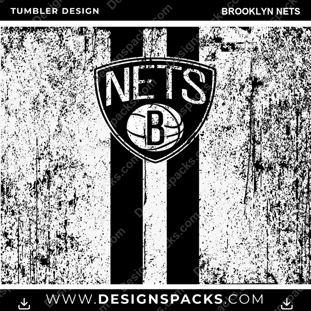 Basketball Grunge Style Brooklyn Nets Tumbler Digital Wrap Design