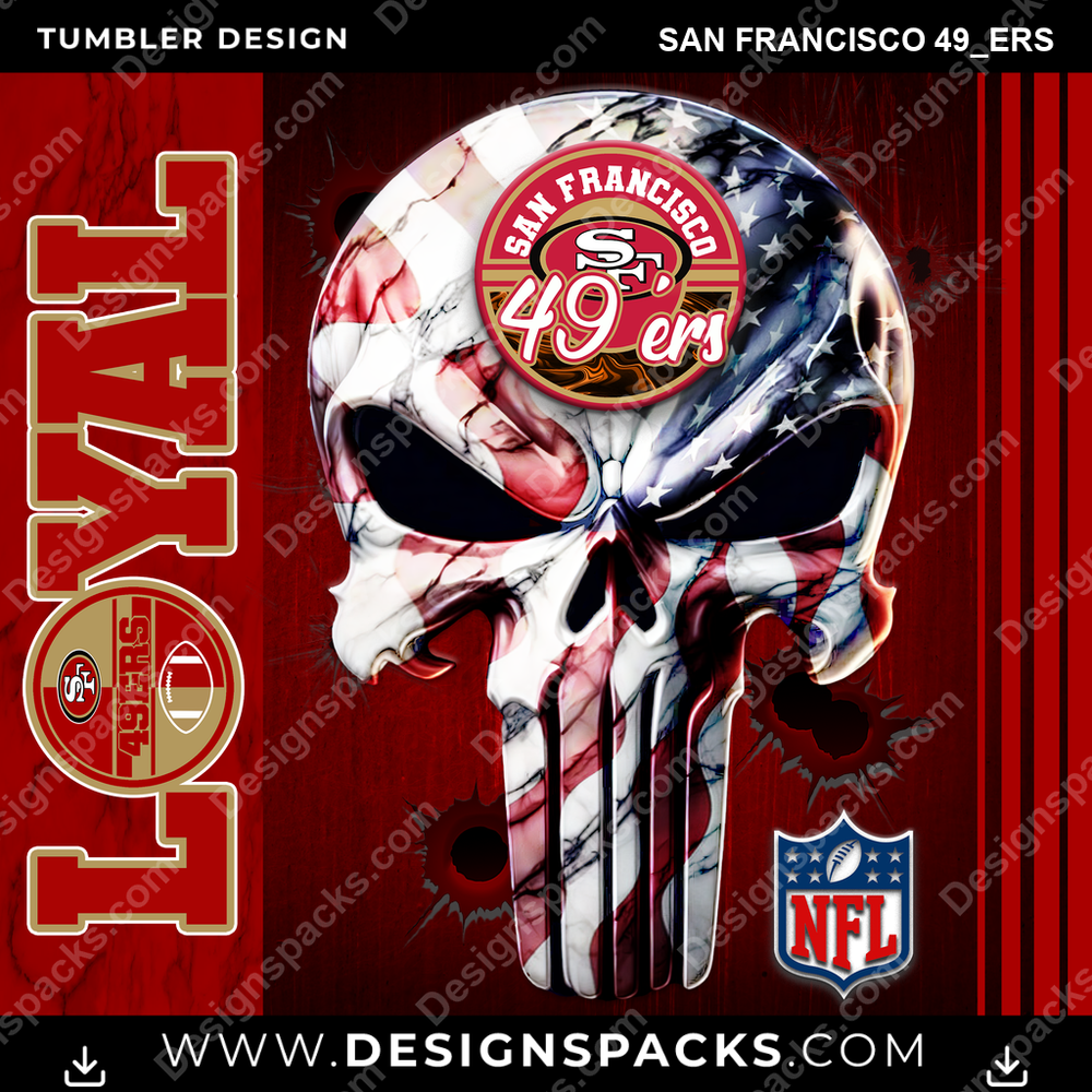 Football Loyal San Francisco 49ers NFL Football Tumbler Digital Wrap Design Download