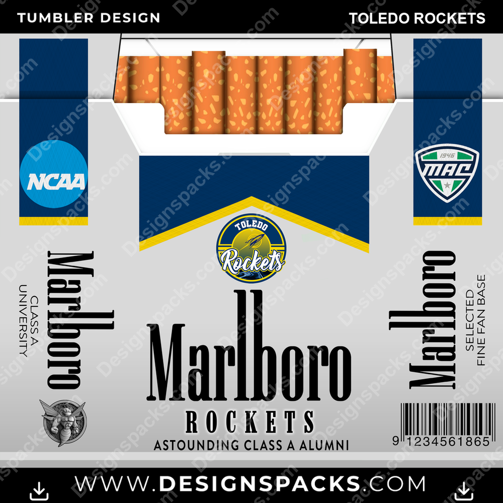 College Sport Marlboro Toledo Rockets NCAA College Sport Tumbler Digital Wrap Design Download