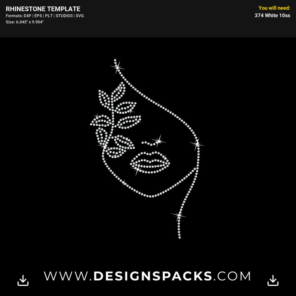 Woman Face Bundle Rhinestone Digital Template