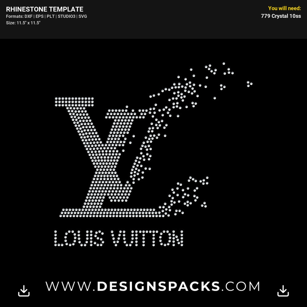 Louis Vuitton Fade Logo Rhinestone Digital Template