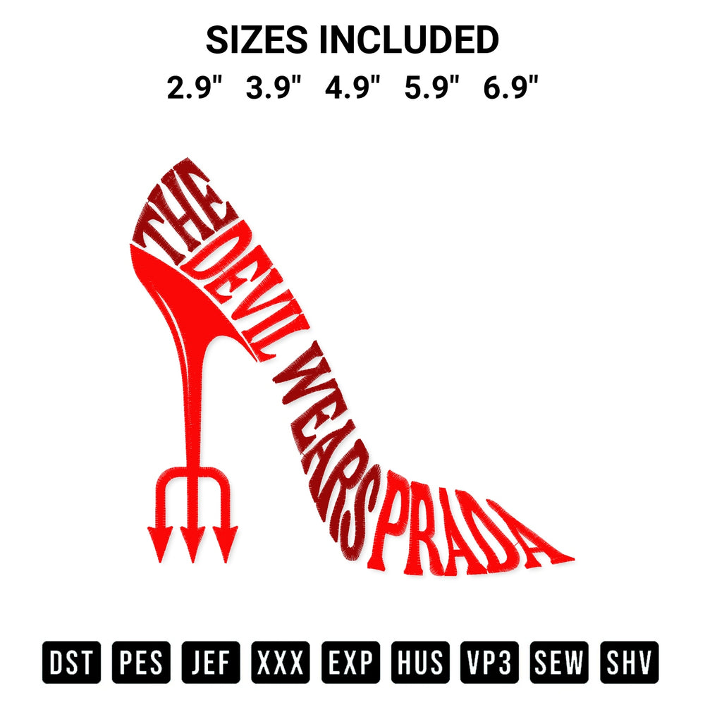 Elevate your next project with our The Devil Wears Prada Embroidery Design embroidery file. Shop high-quality digital patterns instantly at Designspacks.com. Available sizes: 2.9", 3.9", 4.9", 5.9", 6.9".