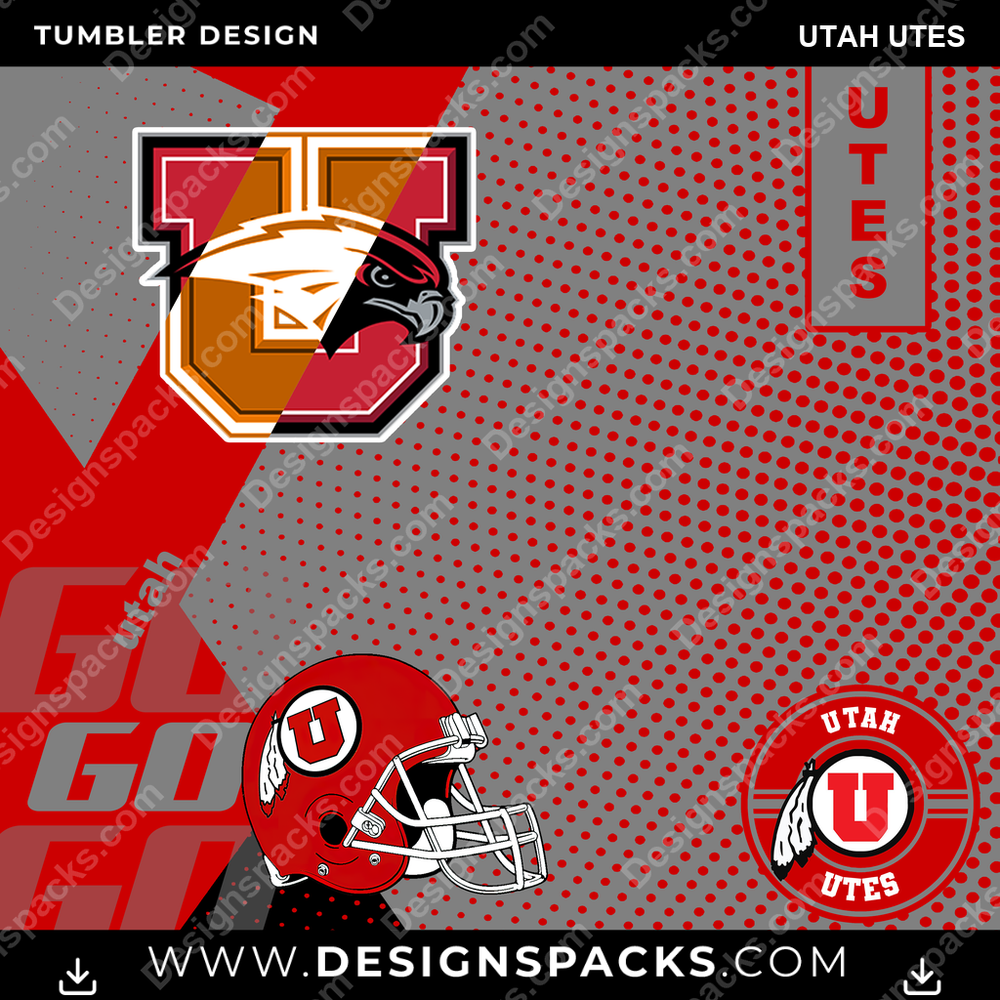 College Sport GO Utah Utes Tumbler Digital Wrap Design