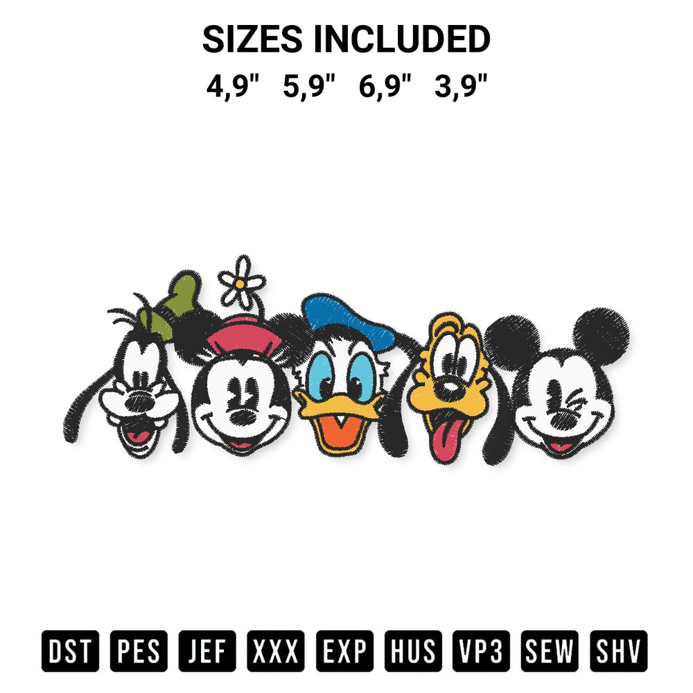 Create amazing crafts with the Mickey Mouse And Friends Logo Embroidery Design embroidery file. High-quality digital download from Designspacks.com, perfect for beginners and pros. Available sizes: 4,9", 5,9", 6,9", 3,9".