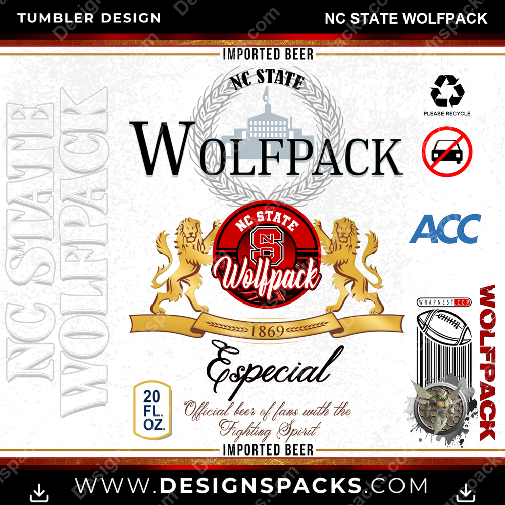 College Sport Modelo Nc State Wolfpack Tumbler Digital Wrap Design