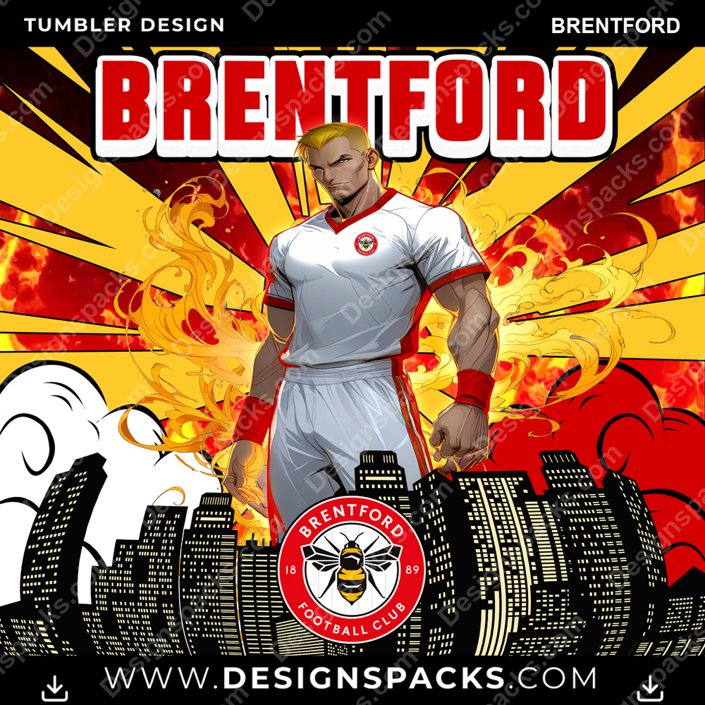 Soccer UK Comic Cover Brentford Tumbler Digital Wrap Design