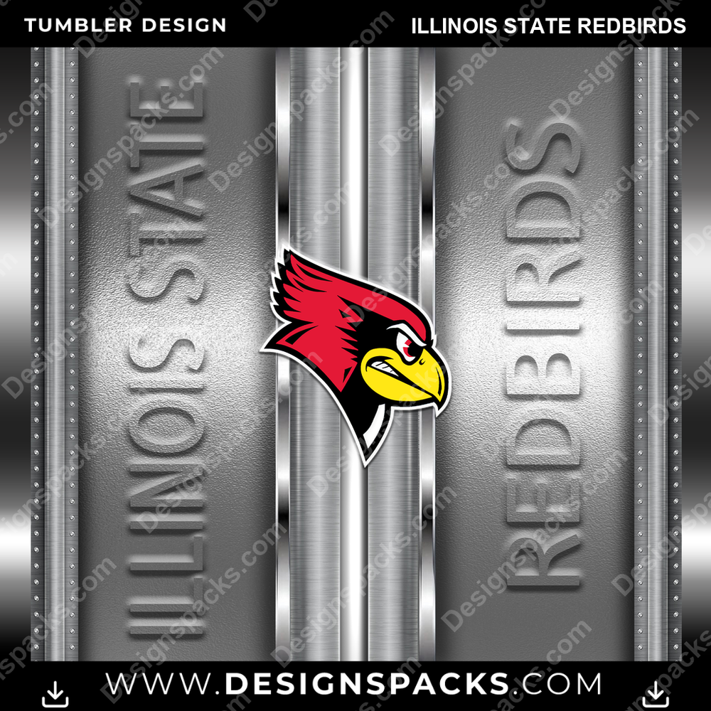 College Sport Metallic Illinois State Redbirds NCAA College Sport Tumbler Digital Wrap Design Download