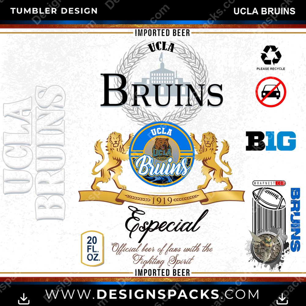 College Sport Modelo UCLA Bruins Tumbler Digital Wrap Design