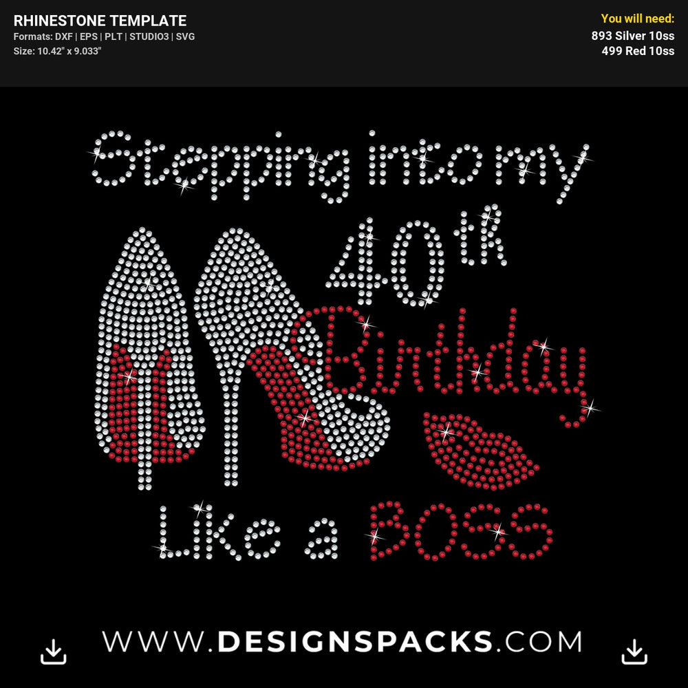 Stepping Birthday Boss Updated Rhinestone Digital Template