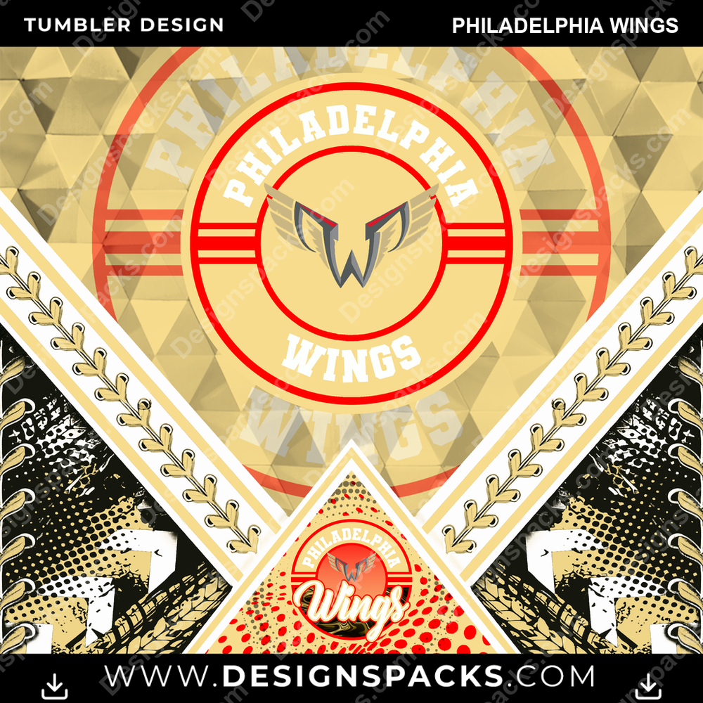 Lacrosse Diamond Philadelphia Wings Tumbler Digital Wrap Design