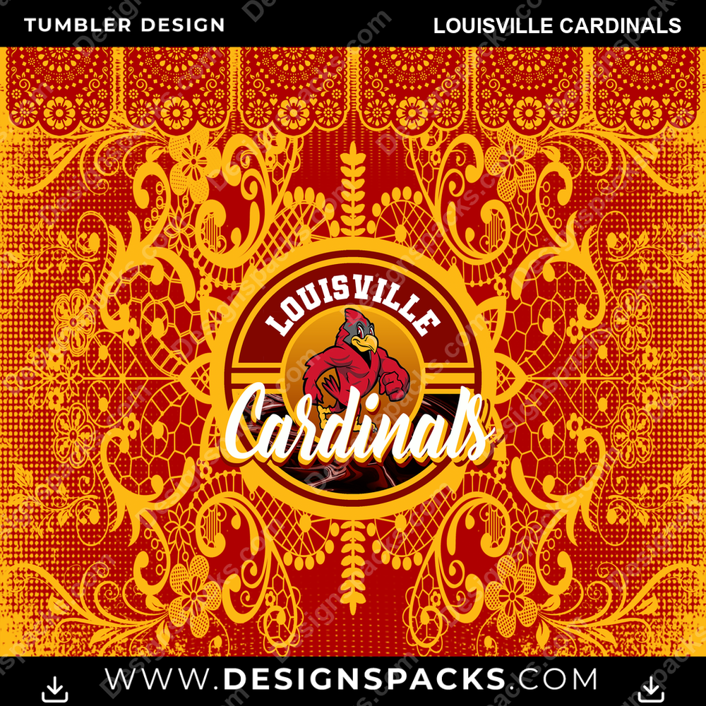 College Sport Lace & Logo Louisville Cardinals Tumbler Digital Wrap Design
