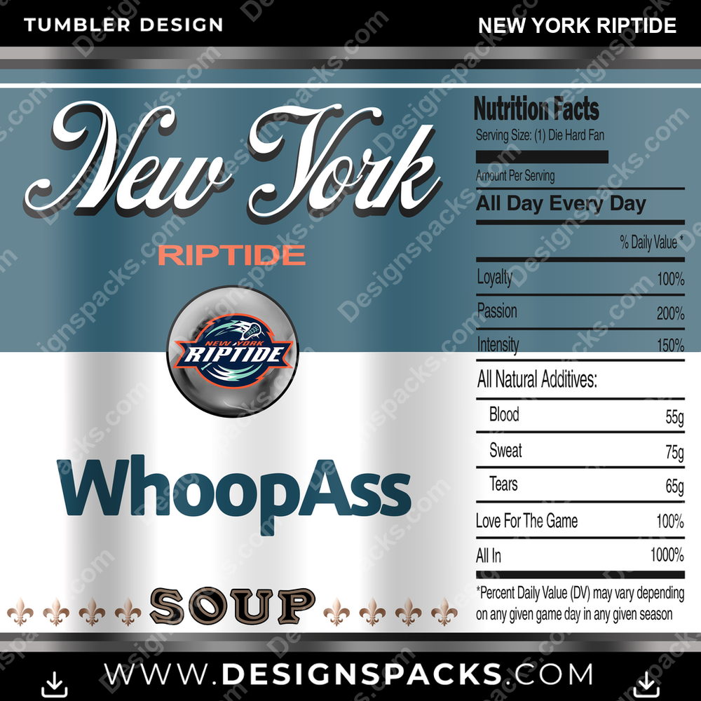 Lacrosse Soup Can New York Riptide Tumbler Digital Wrap Design