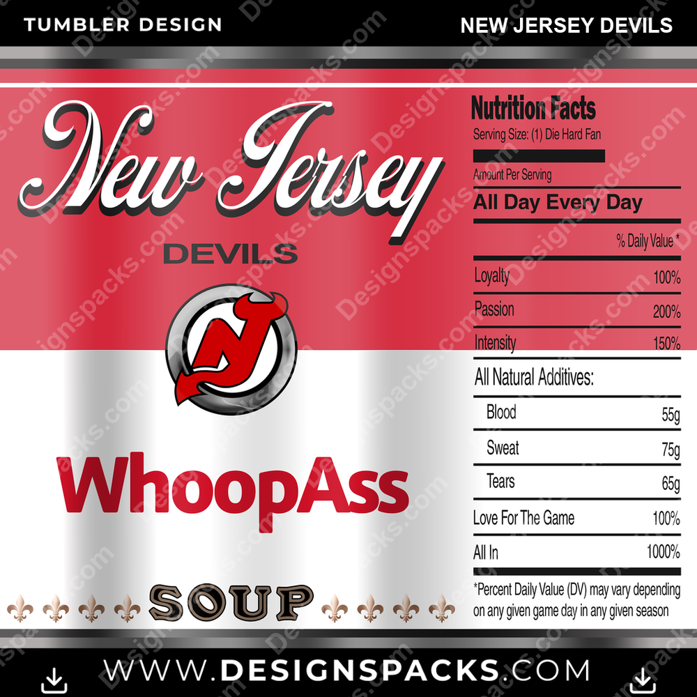 Ice Hockey Soup Can New Jersey Devils Tumbler Digital Wrap Design