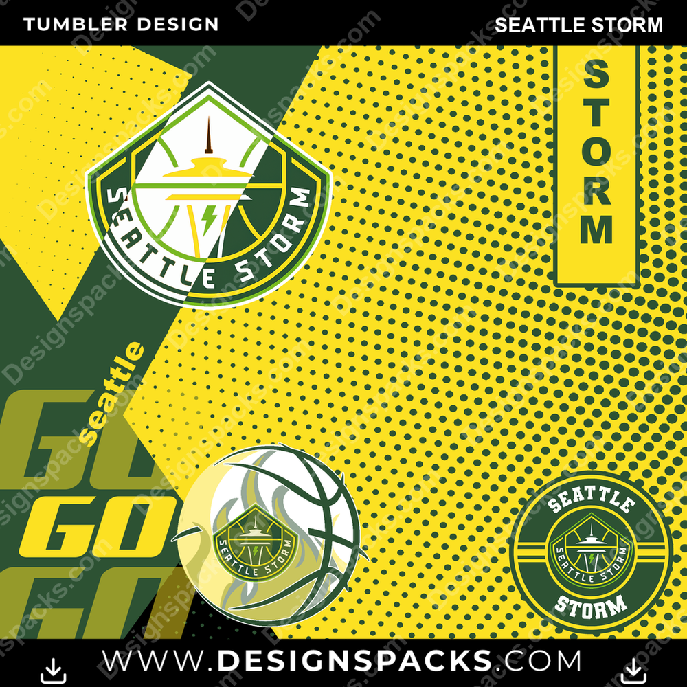 Basketball GO Seattle Storm Tumbler Digital Wrap Design