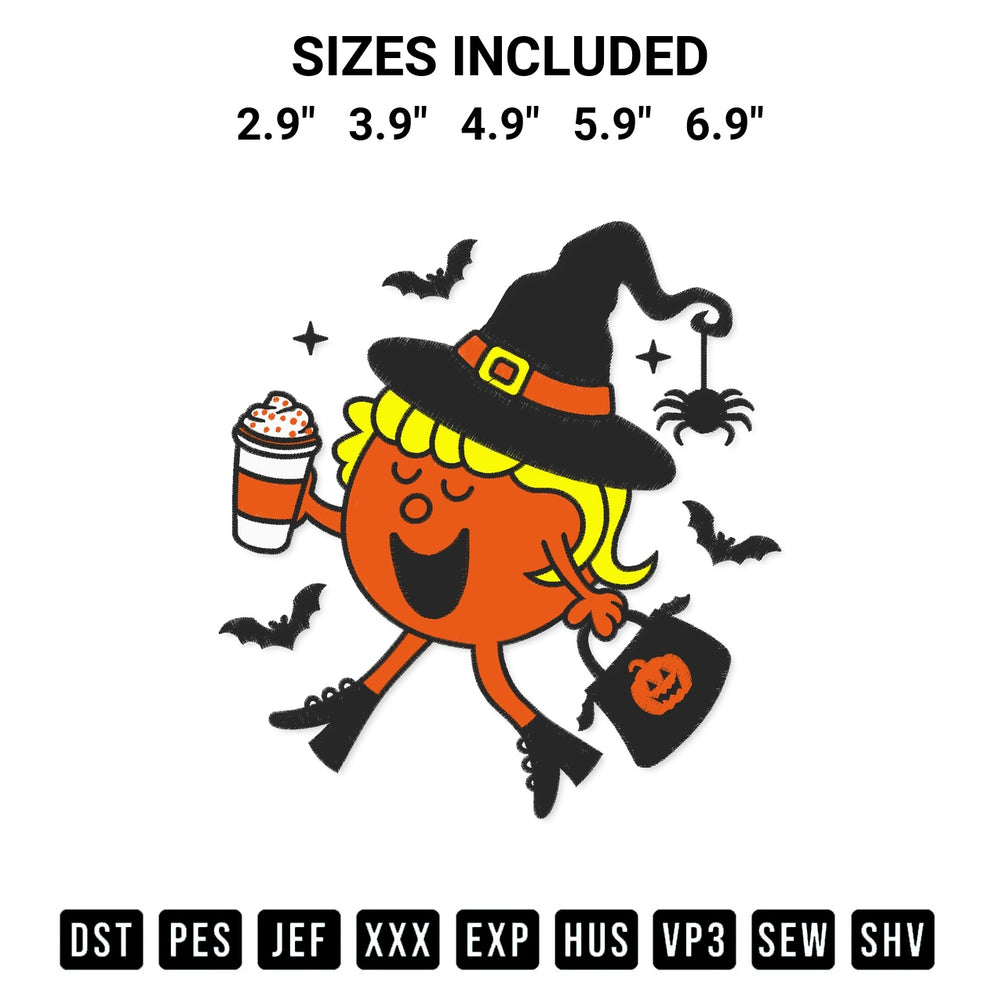 Stitch like a pro with the Little Miss Halloween Queen Embroidery Design embroidery pattern from Designspacks.com. High-quality digital machine embroidery file. Available sizes: 2.9", 3.9", 4.9", 5.9", 6.9".