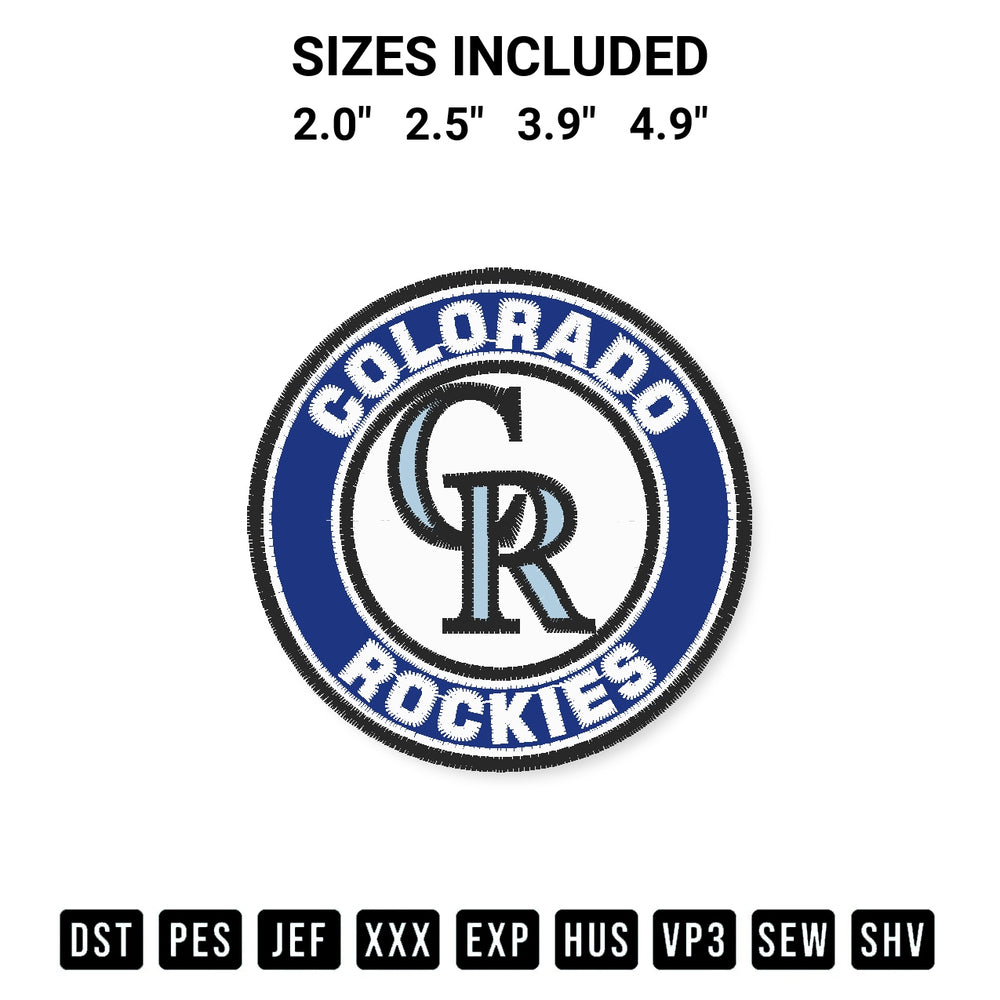 Download the Mlb Colorado Rockies Logo Embroidery Design machine embroidery design exclusively at Designspacks.com. Premium digitized pattern for apparel and DIY crafts. Available sizes: 2.0", 2.5", 3.9", 4.9".