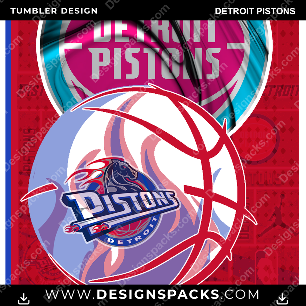 Basketball Posters Detroit Pistons Tumbler Digital Wrap Design