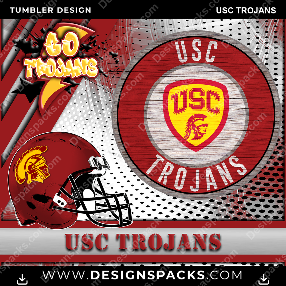 College Sport Go Team 2 USC Trojans NCAA College Sport Tumbler Digital Wrap Design Download