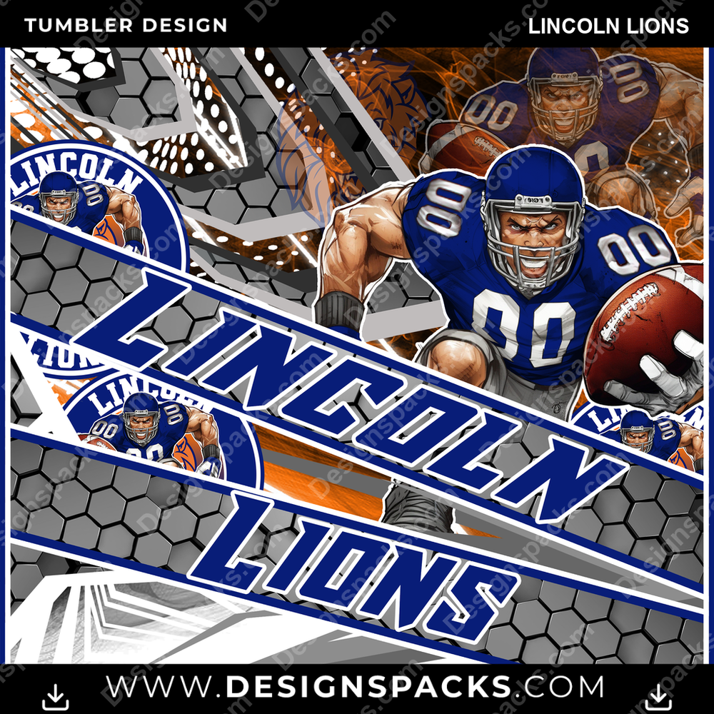 College Sport Fathead Lincoln Lions NCAA College Sport Tumbler Digital Wrap Design Download