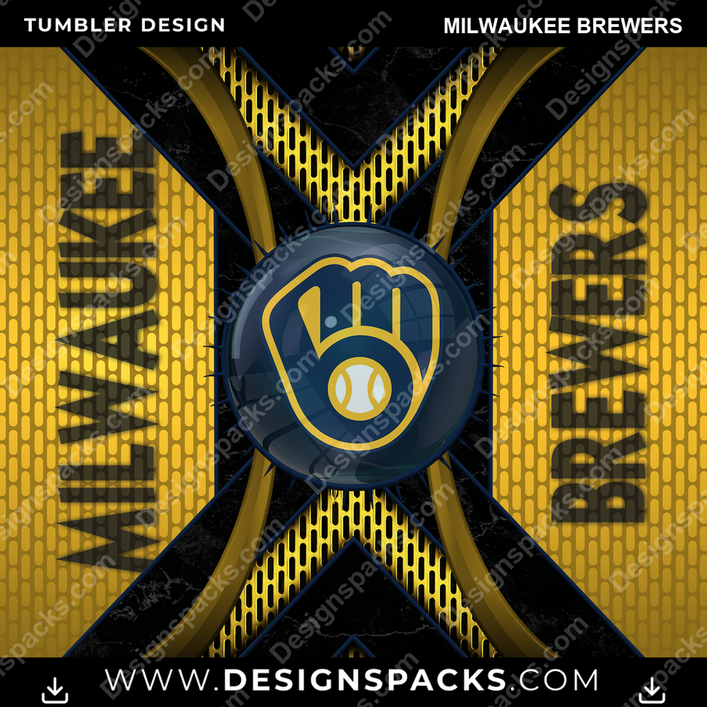 Baseball Metal Grating Milwaukee Brewers Tumbler Digital Wrap Design