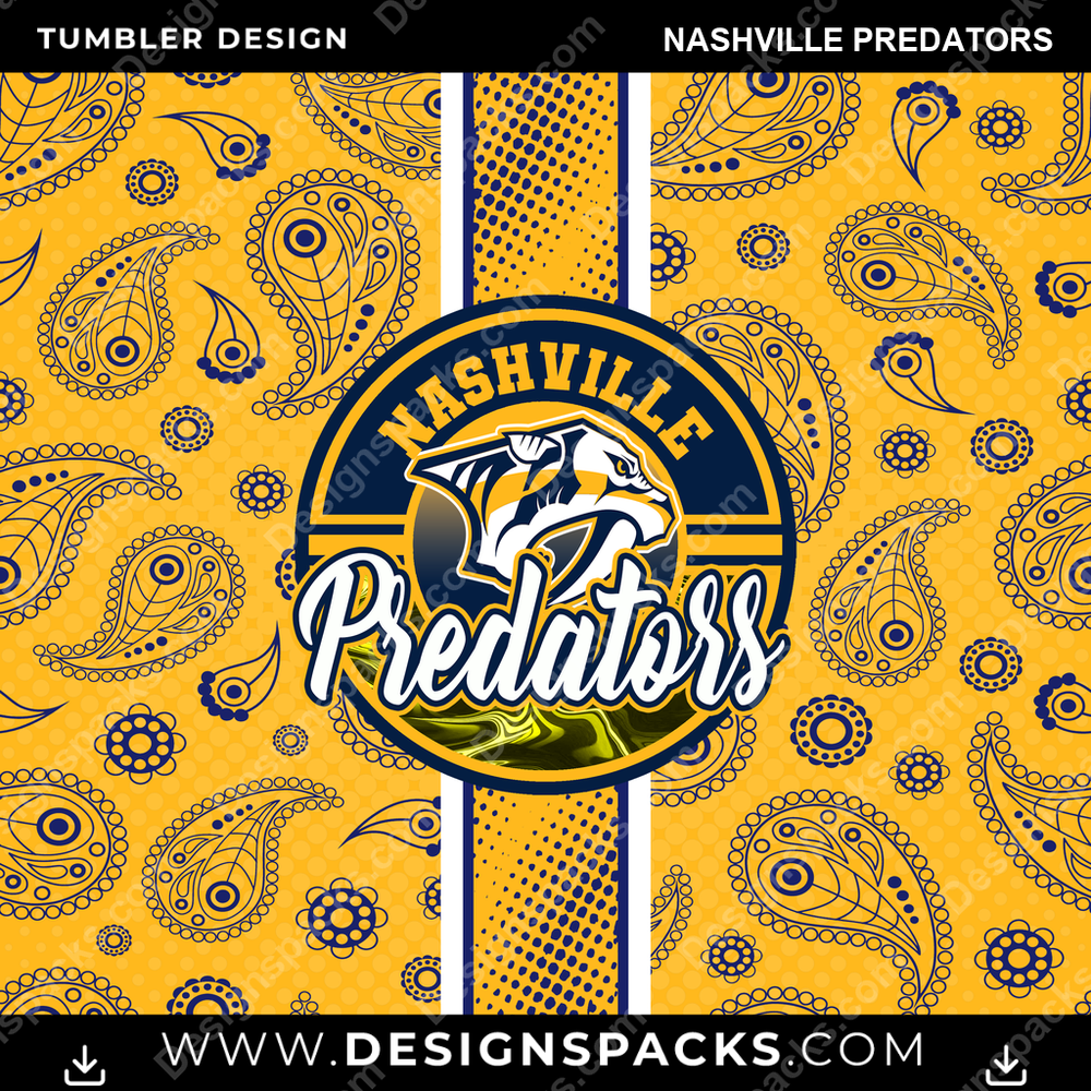 Hockey Handkerchief Nashville Predators Tumbler Digital Wrap Design