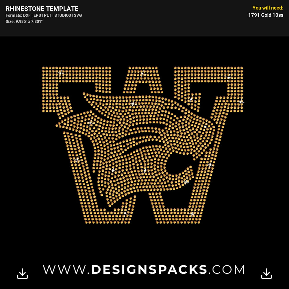 Wildcats Sports Team Mascot Logo Rhinestone Digital Template