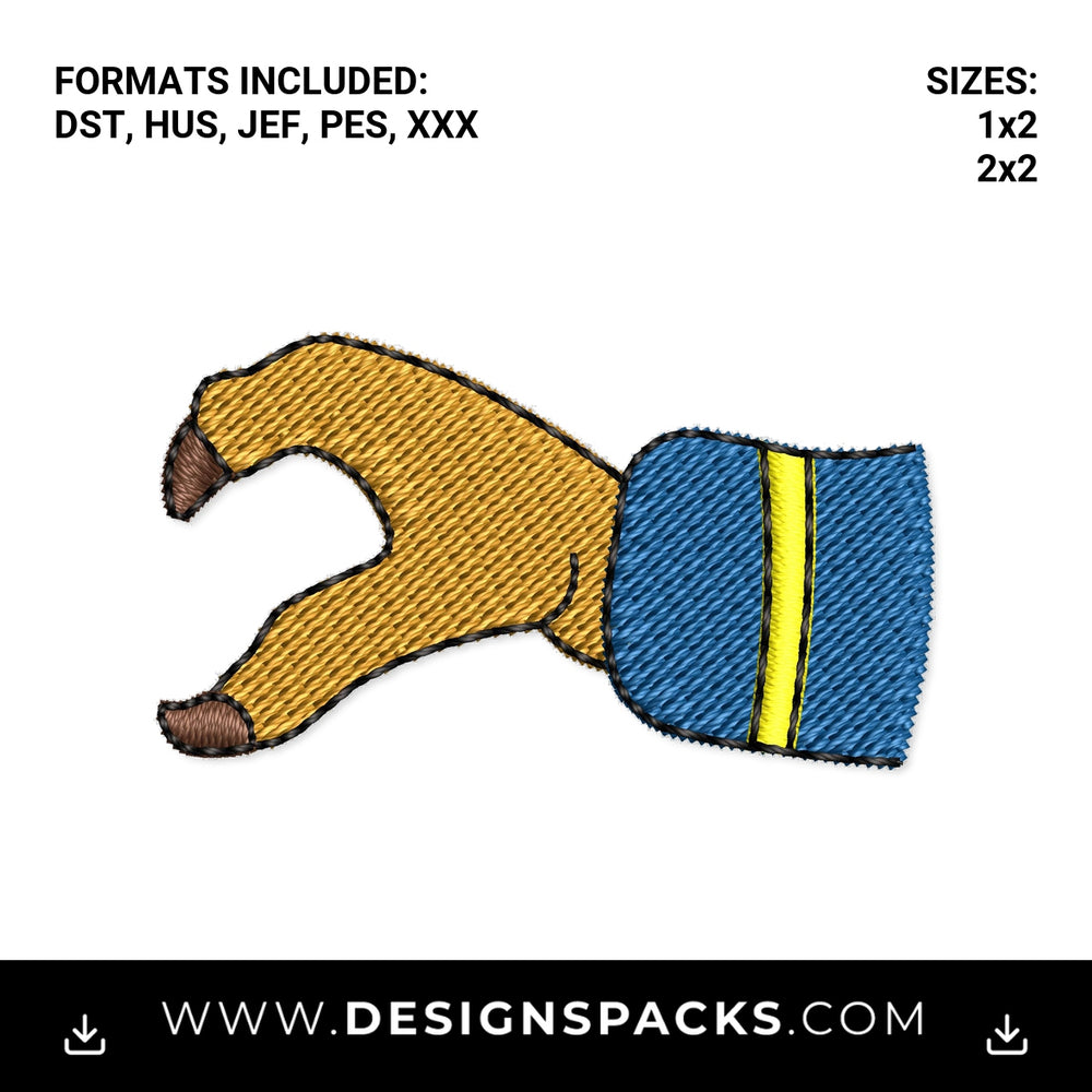 Left Half Heart Hand Gesture Embroidery Design - Instant digital download pattern at Designspacks.com