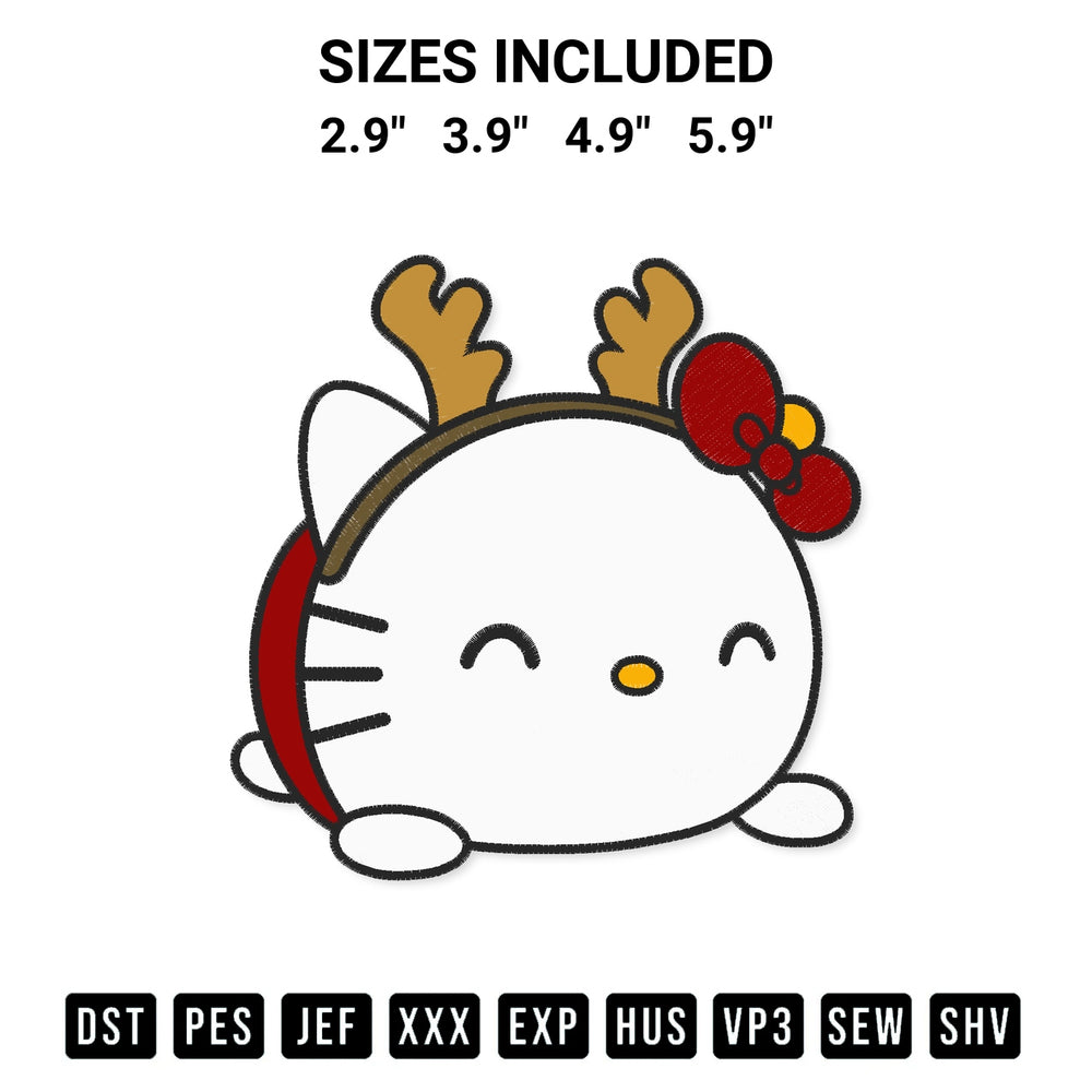 Shop the Christmas Kitty With Reindeer Antlers Embroidery Design machine embroidery pattern at Designspacks.com. Beautifully digitized for flawless stitching on any fabric. Available sizes: 2.9", 3.9", 4.9", 5.9".