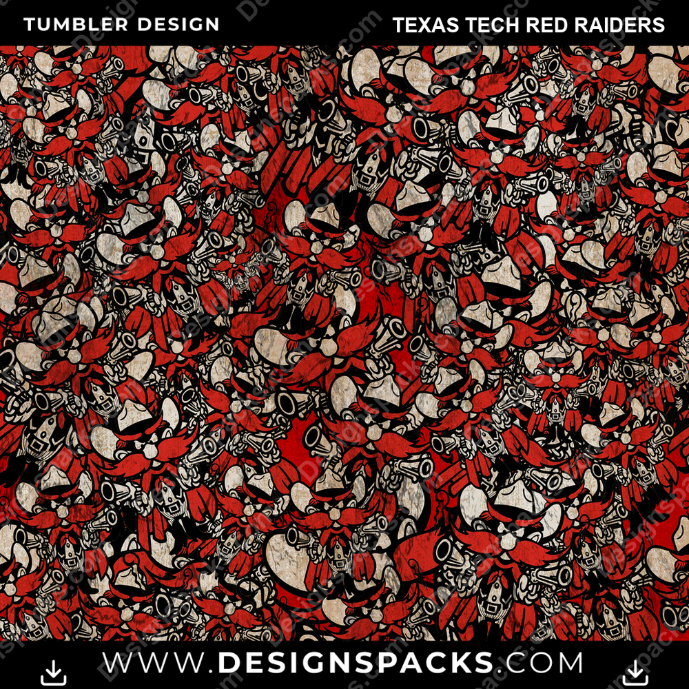 College Sport Logo BG Texas Tech Red Raiders Tumbler Digital Wrap Design