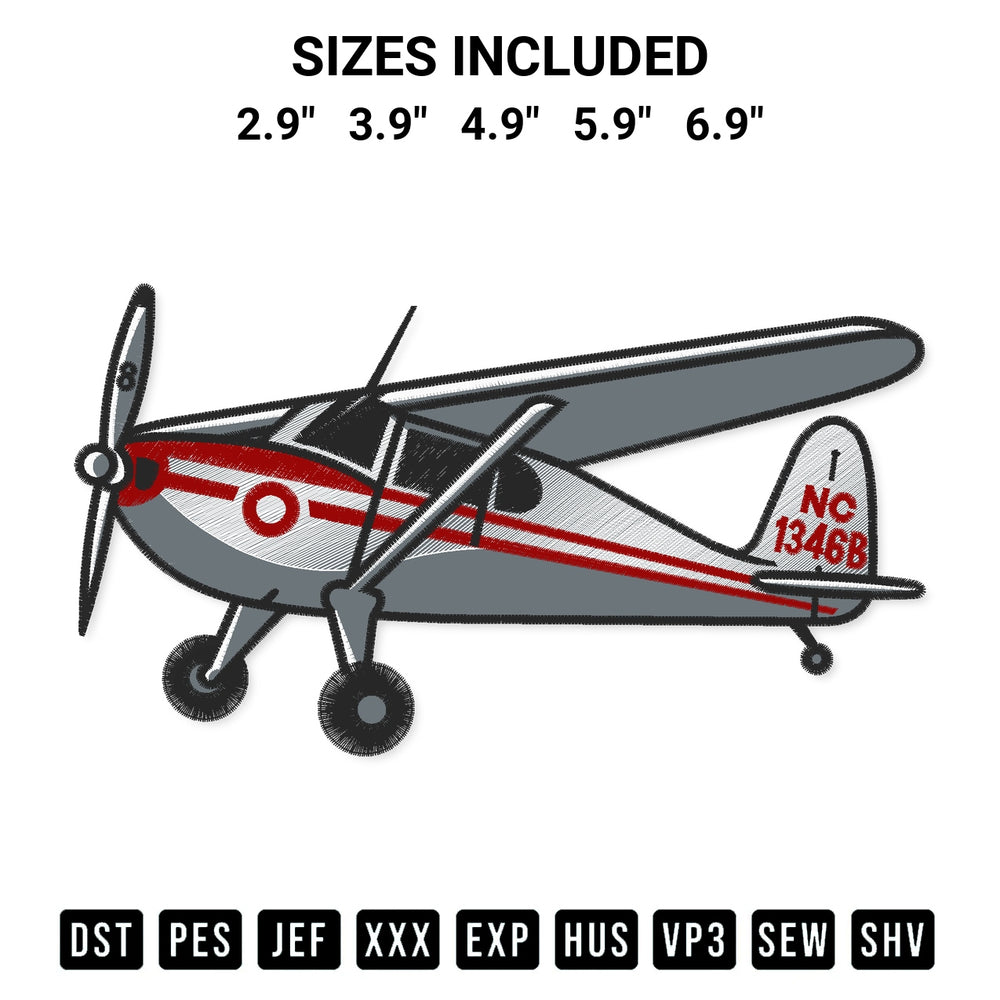 Create amazing crafts with the Airplane Nc 1346B Embroidery Design embroidery file. High-quality digital download from Designspacks.com, perfect for beginners and pros. Available sizes: 2.9", 3.9", 4.9", 5.9", 6.9".